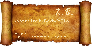 Kosztelnik Borbála névjegykártya
